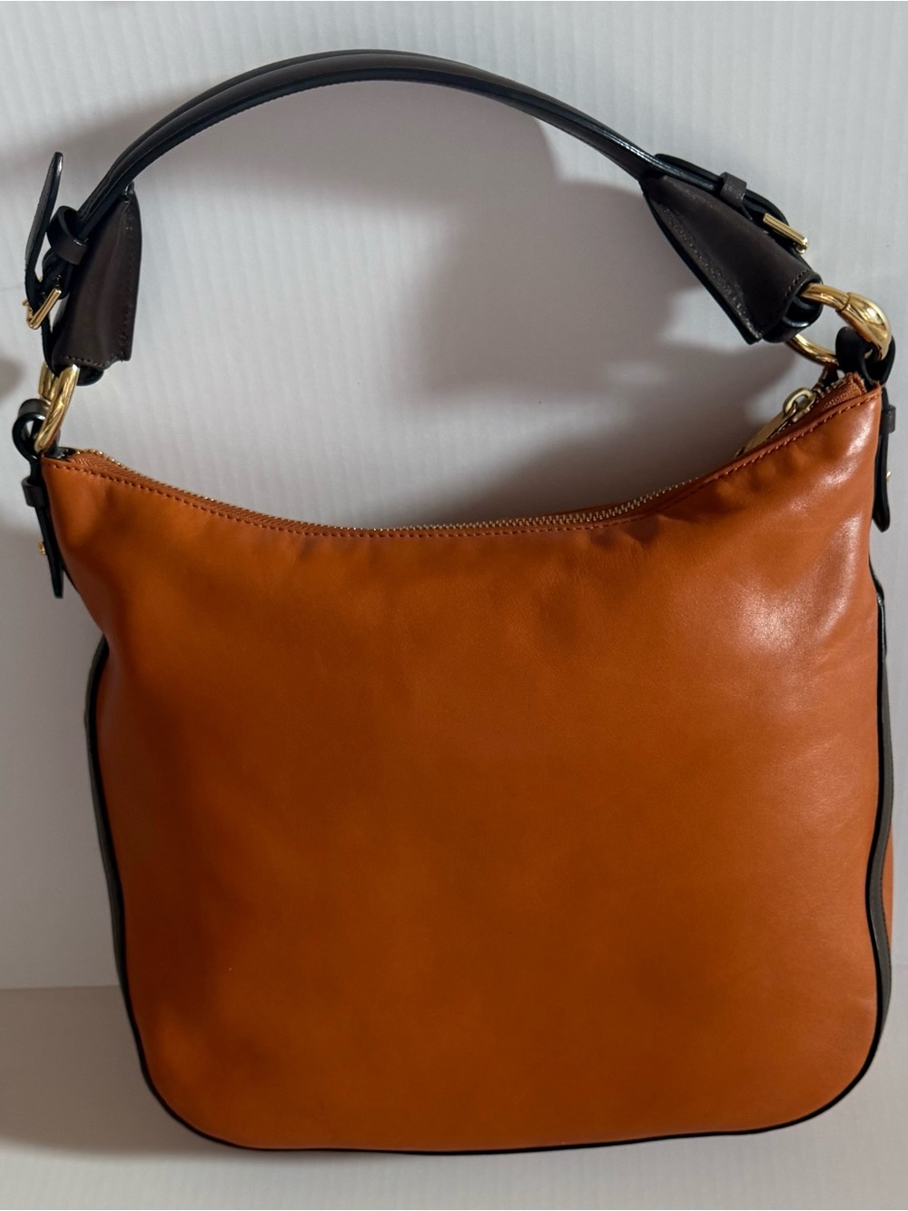 Polo by Ralph Lauren Cognac Brown Leather Shoulder Hobo